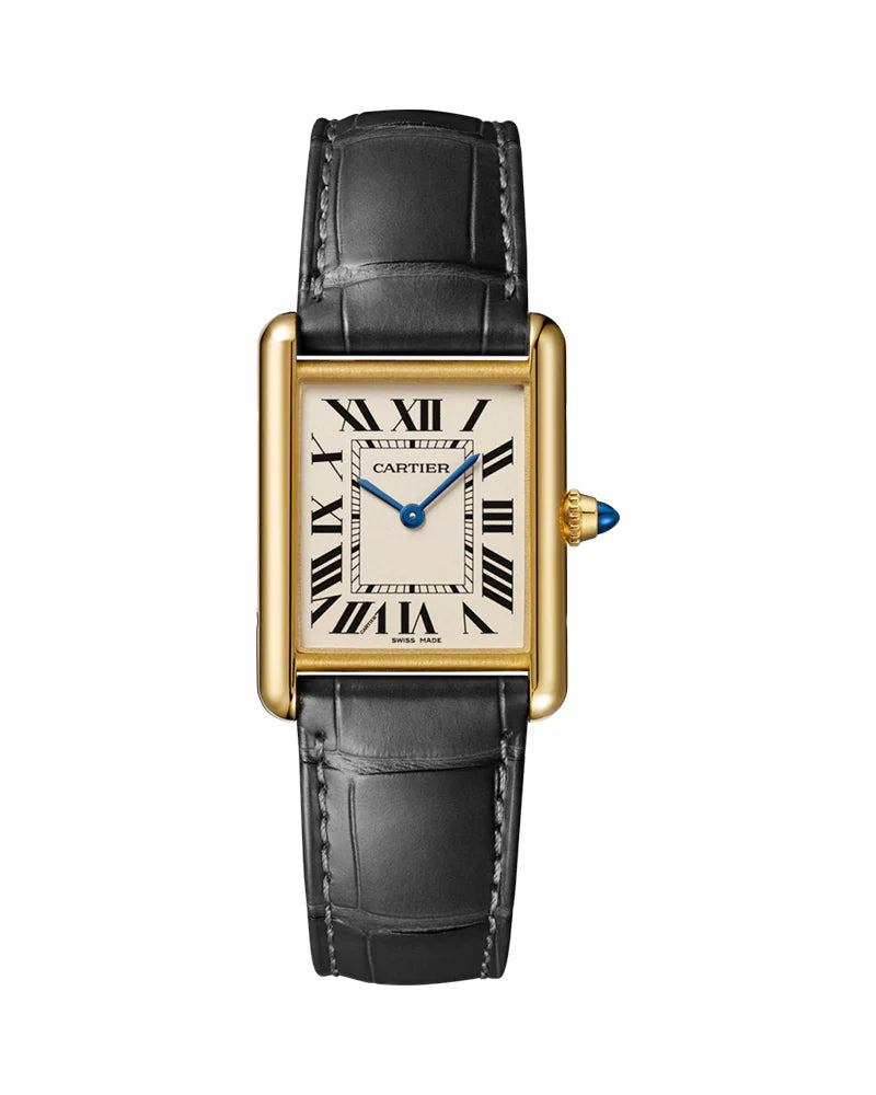 Cartier Tank Louis, Large, Quartz, Yellow, Gold, Leather