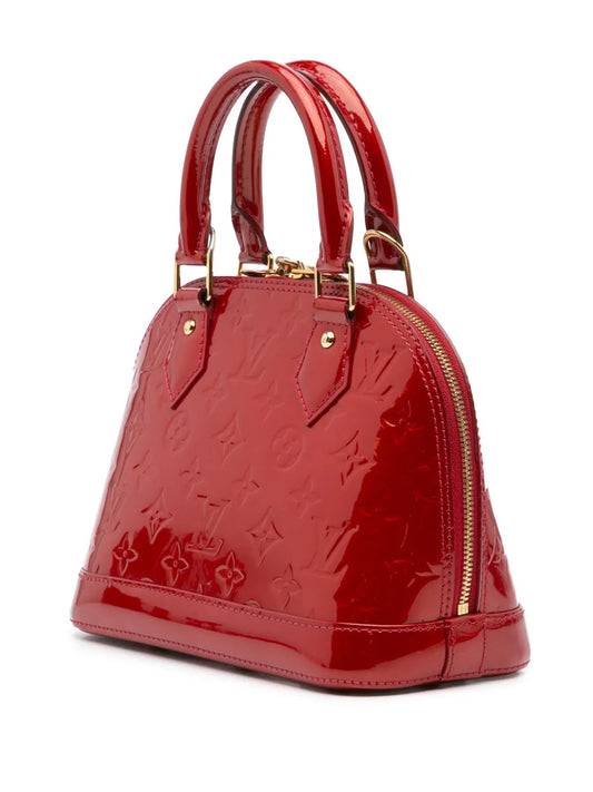 Louis Vuitton à main monogrammé Alma BB à fini verni Red