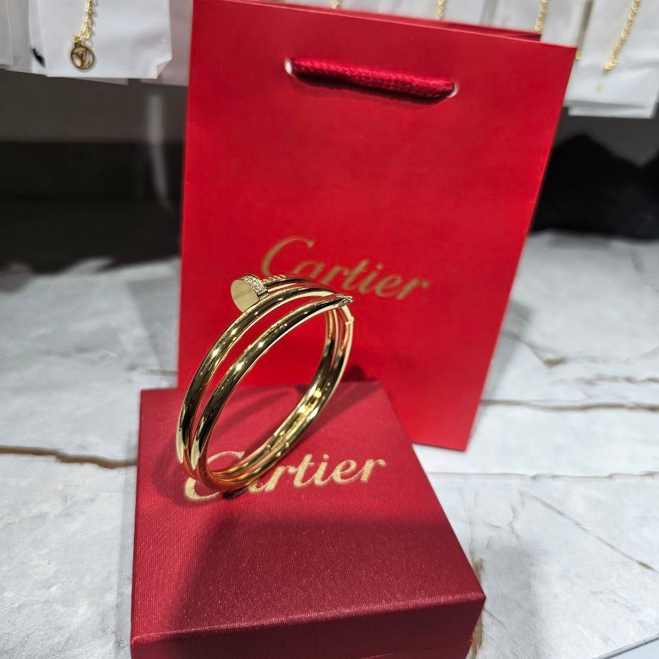 Bracelet Cartier Acier Clou Strass Double tour Gold