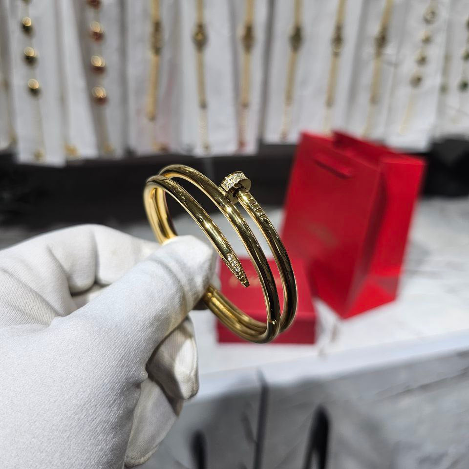 Bracelet Cartier Acier Clou Strass Double tour Gold
