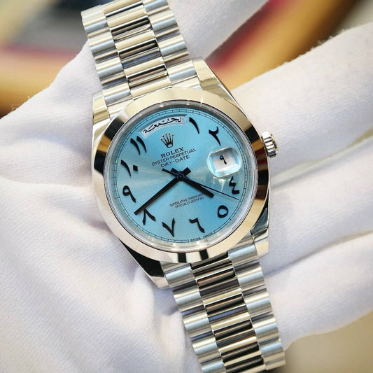 Rolex Day-Date 40 Platinum Ice Blue Arabic