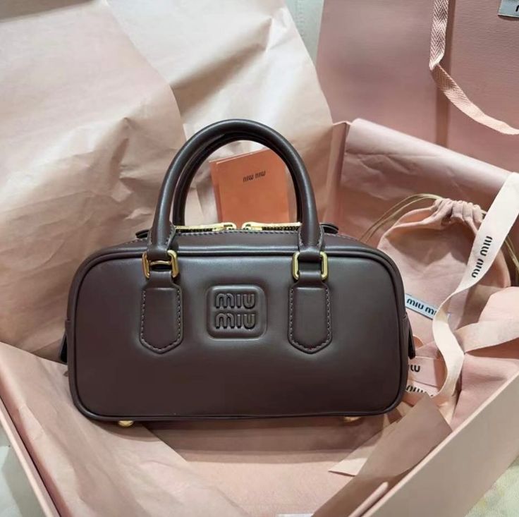 miu miu Sac Arcadie en cuir Bordeaux