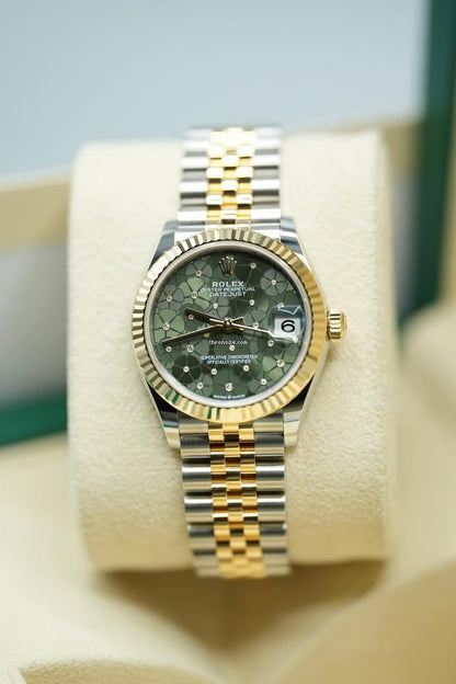 Rolex Datejust Demi GREEN Floral Motif 31mm