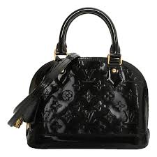 Louis Vuitton Alma en cuir verni Sac à main BLACK