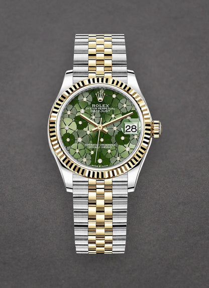 Rolex Datejust Demi GREEN Floral Motif 31mm