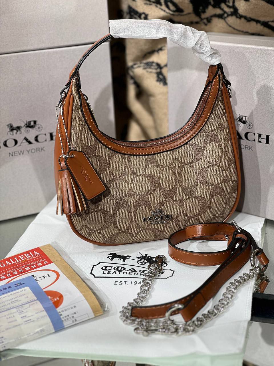 Sac hobo Teri en toile exclusive Marron