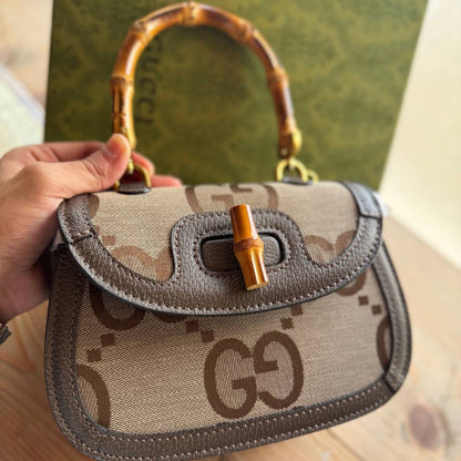 Gucci Sac à main en cuir Convertible Bamboo Top Handle