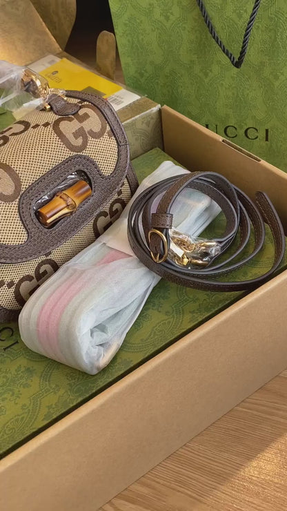 Gucci Sac à main en cuir Convertible Bamboo Top Handle